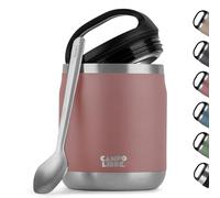 Campo Libre.® Lotta - Termo Comida Caliente & Fría - Fiambrera termica con Cuchara - Tupper termico adulto o bebé, Trabajo, Oficina, Escuela o Camping - Ideal para Llevar. Rosa, 600ml
