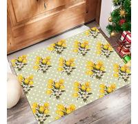 Campo Primaveral Felpudo Antideslizante - 90 x 150 cmRamo Tulipanes Trampa de Tierra Felpudo Exterior e Interior para Entrada Limpia - Fácil de Cuidar - Amarillo Brillante