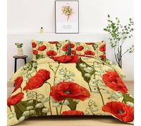 Campo Primaveral Planta Amapolas Lirios Del Valle Edredón Sin Funda Cama 90 Reversible 150 x 200 cm Ligero y Cálido Edredón Acolchado, Amarillo Suave Transpirable 4 Estaciones Lavable Edredones
