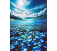 Campos de Flores Azules - Puzle de 150 Piezas - Rompecabezas DIY Pintura, Entretenimiento Creativo, para Adultos Mayores de 14 años Decoración del Hogar