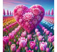 Campos de Flores de Colores en Forma de corazón Puzzle 70 Piezas,Rompecabezas DIY Adultos,Puzle Clásico para Adultos Entretenimiento Creativo, Juegos Desafiantes