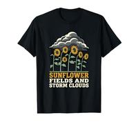 Campos de Girasoles y Nubes de tormenta, Clima tormentoso, Arte Nublado Camiseta gráfica económica