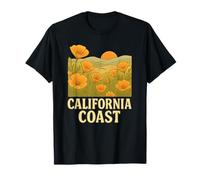 Campos de la Costa de California de Amapolas Naranjas Flores Cali Camiseta
