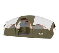 CAMPROS CP Tienda de campaña para 8 personas, resistente a la intemperie, 5 ventanas de malla grandes, doble capa, cortina dividida para habitación separada, portátil con bolsa de transporte, color