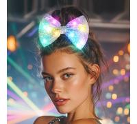 Campsis Clip de lazo para el cabello iluminado, lazo de lentejuelas blancas brillantes, accesorio para el cabello para disfraz de festival de carnaval para mujer (blanco)