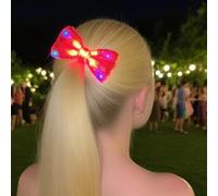 Campsis Clip de lazo para el cabello iluminado, lazo de lentejuelas rojas brillantes, accesorio para el cabello para disfraz de festival de carnaval para mujer (rojo)