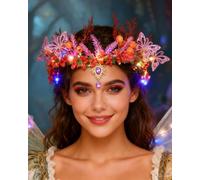 Campsis Diadema con corona de flores iluminada, diadema con luces LED, accesorios para el cabello de hadas para mujer