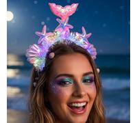 Campsis Diadema iluminada con diseño de estrella de mar de sirena, tocado, fiesta, cosplay, accesorios para el cabello para mujer