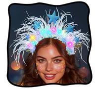 Campsis Diademas de estrellas iluminadas, tocado LED azul, accesorios para el cabello para disfraz brillante para mujer