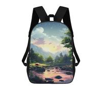 Campsite by The River at Sunset Mochilas Impresas En 3D Para Niños 17inch Mochilas De Moda Informales Para El Día A Día, Bolsas De Viaje, Mochilas Informales Para Exteriores Para Niños Y Niñas
