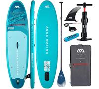CampSup Aqua Marina Breeze Silver Tree 9'10" + Carbon Paddle - Tabla de SUP inflable para principiantes - Juego completo - Edición limitada azul