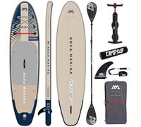 CampSup Aqua Marina Magma 11'2" + remo de doble tecnología 2 en 1 - Tabla de surf hinchable todoterreno para principiantes, juego completo - edición limitada beige