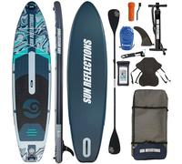 CampSup Sun Reflections Forest Grey 11'6" Combo - Tabla de surf hinchable 2 en 1 con asiento de kayak y doble remo, juego completo