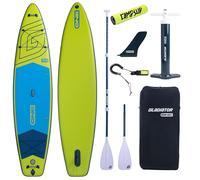 Campsup SUP Gladiator One 11.4 Lime + Floater + Minicombo Touring | Tabla de surf hinchable de pie | 345 x 81 x 12 cm | Tabla de surf para principiantes y avanzados con accesorios | Capacidad de carga