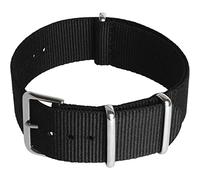CampTeck U6948 - Correa Reloj (24|22|20|18mm) Strap Reloj Correa con Hebilla de Acero Inoxidable para Relojes con Barra de Resorte - Negro - 22mm