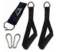 CampTeck U7278 Agarres Poleas Gym Máquinas de Cable, Accesorios para Gym Máquinas de Ejercicios, Agarraderas Gym (par) con Mosquetones y Bolsa de Transporte - Negro - Mango de Espuma