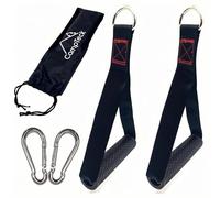 CampTeck U7279 Agarres Poleas Gym Máquinas de Cable, Accesorios para Gym Máquinas de Ejercicios, Agarraderas Gym (par) con Mosquetones y Bolsa de Transporte - Negro - Mango de Poliuretano