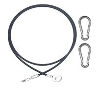 CampTeck U7280 Cable Acero Inoxidable para Gimnasio, Cable de Acero para Máquinas de Gimnasios, Cable Pulley para Polea de Máquina de Fitness con 2 mosquetones - Negro - 1,5m