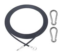 CampTeck U7281 Cable Acero Inoxidable para Gimnasio, Cable de Acero para Máquinas de Gimnasios, Cable Pulley para Polea de Máquina de Fitness con 2 mosquetones - Negro - 3m