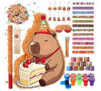 Camptrip Piñata de cumpleaños con varilla y máscara para niñas y niños, juego de piñata con 96 rellenos, piña para fiestas infantiles para colgar, piñata como decoración de fiesta en 43 x 31 x 7 cm