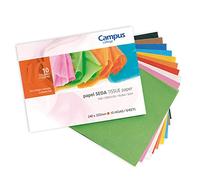 Campus - Bloc de Papel de Seda para Manualidades, Cuaderno de 10 Hojas con un Surtido de 10 Colores, Bloc de Papel de Envolver Tamaño Folio (240 x 320mm), Peso 17g/m²