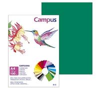 Campus - Cartulinas A4, 100 Unidades, 180g/m² de 210 x 297 mm, Ideal para encuadernación, trabajos de oficina, dibujo, manualidades. Cartulinas aptas para uso escolar (Verde Pino)