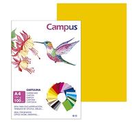 Campus - Cartulinas A4, 100 Unidades, 180g/m² de 210 x 297 mm, Ideal para encuadernación, trabajos de oficina, dibujo, manualidades. Cartulinas aptas para uso escolar (Amarillo Gualda)