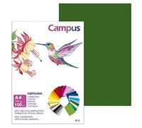 Campus - Cartulinas A4, 100 Unidades, 180g/m² de 210 x 297 mm, Ideal para encuadernación, trabajos de oficina, dibujo, manualidades. Cartulinas aptas para uso escolar (Verde Selva)