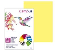Campus - Cartulinas A4, 100 Unidades, 180g/m² de 210 x 297 mm, Ideal para encuadernación, trabajos de oficina, dibujo, manualidades. Cartulinas aptas para uso escolar (Amarillo Limón)