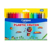 Campus - Ceras de Colores, Crayones para Colorear, Pintar y Dibujar, Pinturas de Cera Fáciles de Sacar Punta, Borrables y No Tóxicas, Colores de Cera para Material Escolar (Pack de 24)