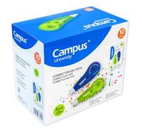 Campus - Cinta Correctora Blanca, 5 mm x 5 m, Blister 2ud de Corrector en Cinta Reciclable, Corrector de Escritura para Bolígrafos de Secado Instantáneo, Corrector Escolar (Caja 10ud)