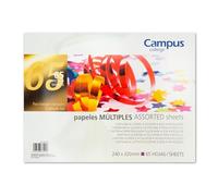 Campus College - 65 Hojas Papel Múltiple de Colores, Multiusos, Papel Manualidades, Cartulina, Seda, Celofán, Charol, para Manualidades DIY Scrapbook Tarjetas, Envoltorio de Regalo, Tarjetas, Diseños