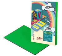 Campus College - Goma EVA 20x30cm, 10 Unidades color Verde Oscuro, Cartulinas de Foam para Manualidades, Decorar, DYI, proyectos Escolares, para niños y adultos (10 Verde Oscuro)