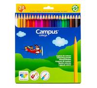 Campus College - Lápices de colores para dibujo, Pack 24 lápices hexagonales, para clase Niños y Adultos, Ideal para Colorear y Pintar, Dibujar, Mandalas, Muy pigmentado, perfectos Material Escolar