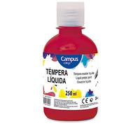 Campus College - Témpera Líquida 250ml de Color Rojo para Manualidades y Murales, Pintura Gouache al Agua Lavable Apta para Cualquier Superficie (Color Rojo)