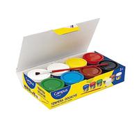 Campus College - Témpera Líquida de Colores Vivos para Manualidades y Murales, Pintura Gouache al Agua Lavable Apta para Cualquier Superficie (7 Colores + Pincel)