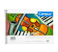Campus - Cuaderno de Música con 20 Hojas de Pentagramas, Bloc de Música A5 con Papel de 80g y Tapa Dura de 350g, Libreta de 8 Pentagramas por Página (A5, Pentagrama Normal)