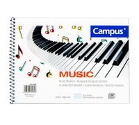 Campus - Cuaderno de Música con 20 Hojas de Pentagramas, Bloc de Música A5 con Papel de 80g y Tapa Dura de 350g, Libreta de 4 Pentagramas por Página (A5, Pentagrama Grande)