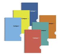 Campus - Cuadernos A4 Cuadrícula 3mm, Tapa Dura, 80 hojas, Pack de 6 blocs perfectos para uso escolar, oficina y hogar, Colores Surtidos (6 unidades)
