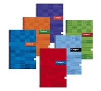 Campus - Cuadernos A4 Cuadrícula 4mm, Tapa Básica, 80 hojas, Pack de 6 blocs perfectos para uso escolar, oficina y hogar, Colores Surtidos (6 unidades)