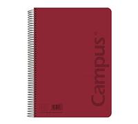 Campus - Cuadernos A4 Cuadrícula 4mm, Tapa Polipropileno, 80 hojas, Pack de 6 blocs color Rojo perfectos para uso escolar, oficina y hogar (6 Rojos)