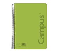 Campus - Cuadernos A4 Cuadrícula 4mm, Tapa Polipropileno, 80 hojas, Pack de 6 blocs color Verde perfectos para uso escolar, oficina y hogar (6 Verdes)
