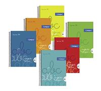 Campus - Cuadernos A5+ Cuadrícula Pauta 3x3mm, Tapa Polipropileno, 80 hojas, Pack de 6 blocs perfectos para uso escolar, aprender a escribir y hogar, Colores Surtidos (6 unidades)