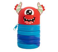 Campus - Estuche Extensible de Animales, Estuche Escolar 1 Compartimento, Portatodo Vertical Pop Up de Silicona con Cremallera, Portalápices Retráctil con Forma de Animales (Monstruo)