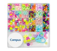 Campus - Kit para hacer Pulseras y Collares, Kit de Manualidades Surtido, Juego Creativo de Taller de Pulseras que Incluye Caja Organizador, Abalorios, Hilo y Tijeras.