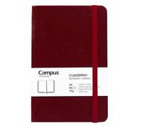 Campus - Libreta A6, Bullet Journal con Hojas Lisas, Cuaderno Cosido de Tapa Dura con 96 Hojas de 75g, Cierre Elástico, Bolsillo y Marcapáginas. (A6, Lisa, Granate)