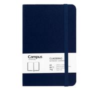 Campus - Libreta A6, Bullet Journal con Hojas Lisas, Cuaderno Cosido de Tapa Dura con 96 Hojas de 75g, Cierre Elástico, Bolsillo y Marcapáginas. (A6, Lisa, Azul Marino)