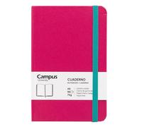 Campus - Libreta A6, Bullet Journal con Hojas Lisas, Cuaderno Cosido de Tapa Dura con 96 Hojas de 75g, Cierre Elástico, Bolsillo y Marcapáginas. (A6, Lisa, Rosa)