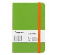 Campus - Libreta A6, Bullet Journal con Rayado Horizontal de 7mm, Cuaderno Cosido de Tapa Dura con 96 Hojas de 75g, Cierre Elástico, Bolsillo y Marcapáginas. (A6, Rayado Horizontal, Verde)
