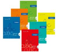 Campus - Libretas grapadas A4 Tapa Polipropileno cuadenos Cuadrícula tipo lamela cochesito Pauta 3*3mm,4x4mm,5*5mm 48 hojas 90g, Pack de 6 blocs perfectos para uso escolar, aprender a escribir y